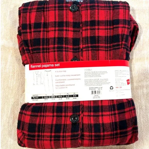 Hanes Men's Red and Black Flannel Pajama Set - Picture 3 of 6